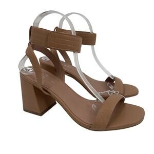 LINEA PAOLO Heels Size 8.5 Emmie Tan Strappy Ankle Block Heel Heeled Sandal